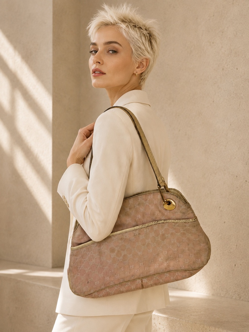 Gucci Pink GG Canvas Eclipse Shoulder Bag | Fair/Poor Condition - Picture 5 of 13
